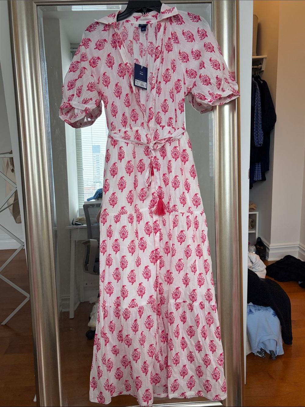 Roller Rabbit x Target NWT White Maxi Dress with Pink Floral Print